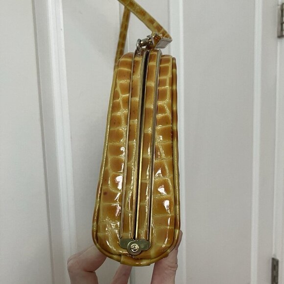 Vintage Ro-El Faux Croc Leather Crossbody Bag Shoulder Purse Yellow Hinged - Picture 5 of 16